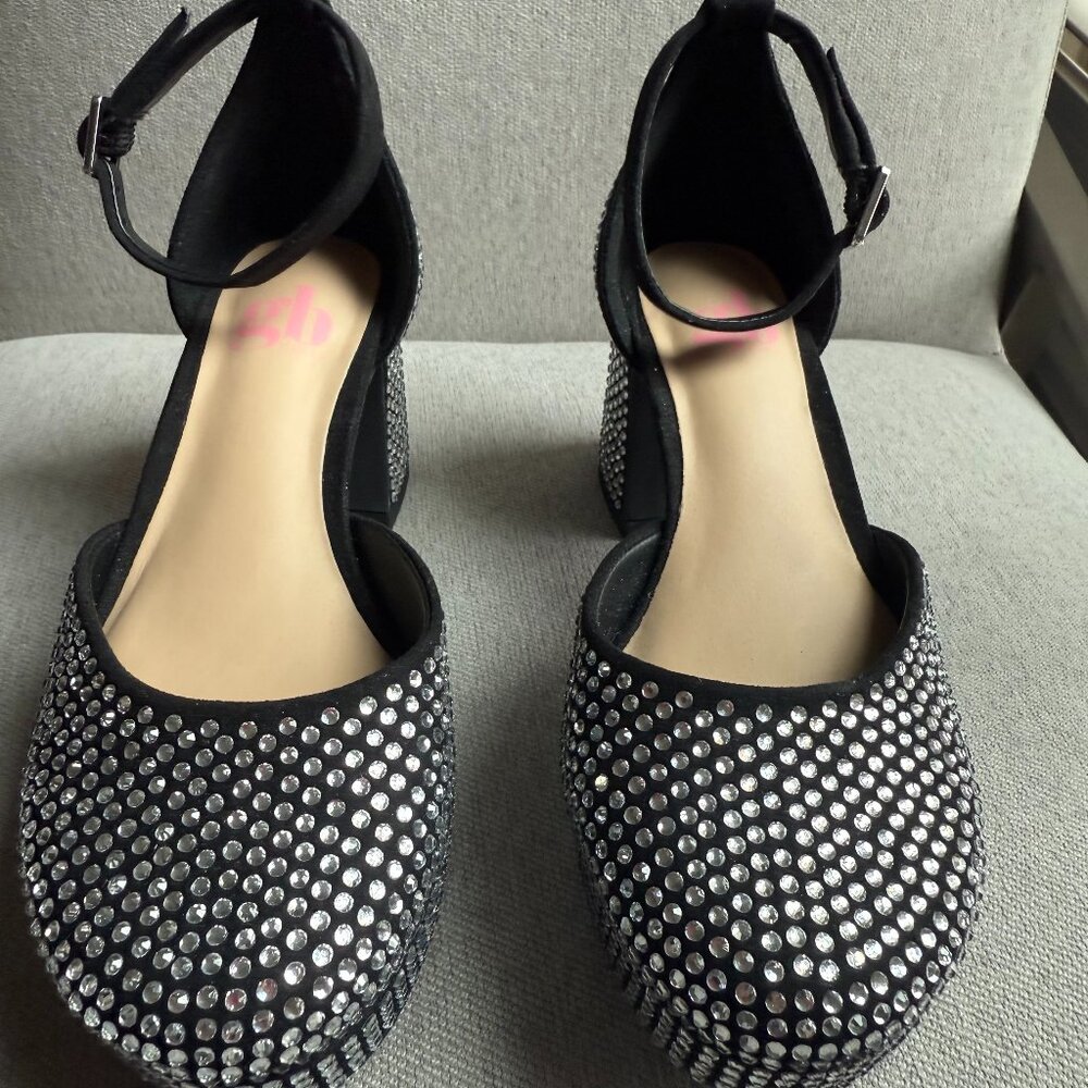 GB Girls Rhinestone Platform heels. Black size 12